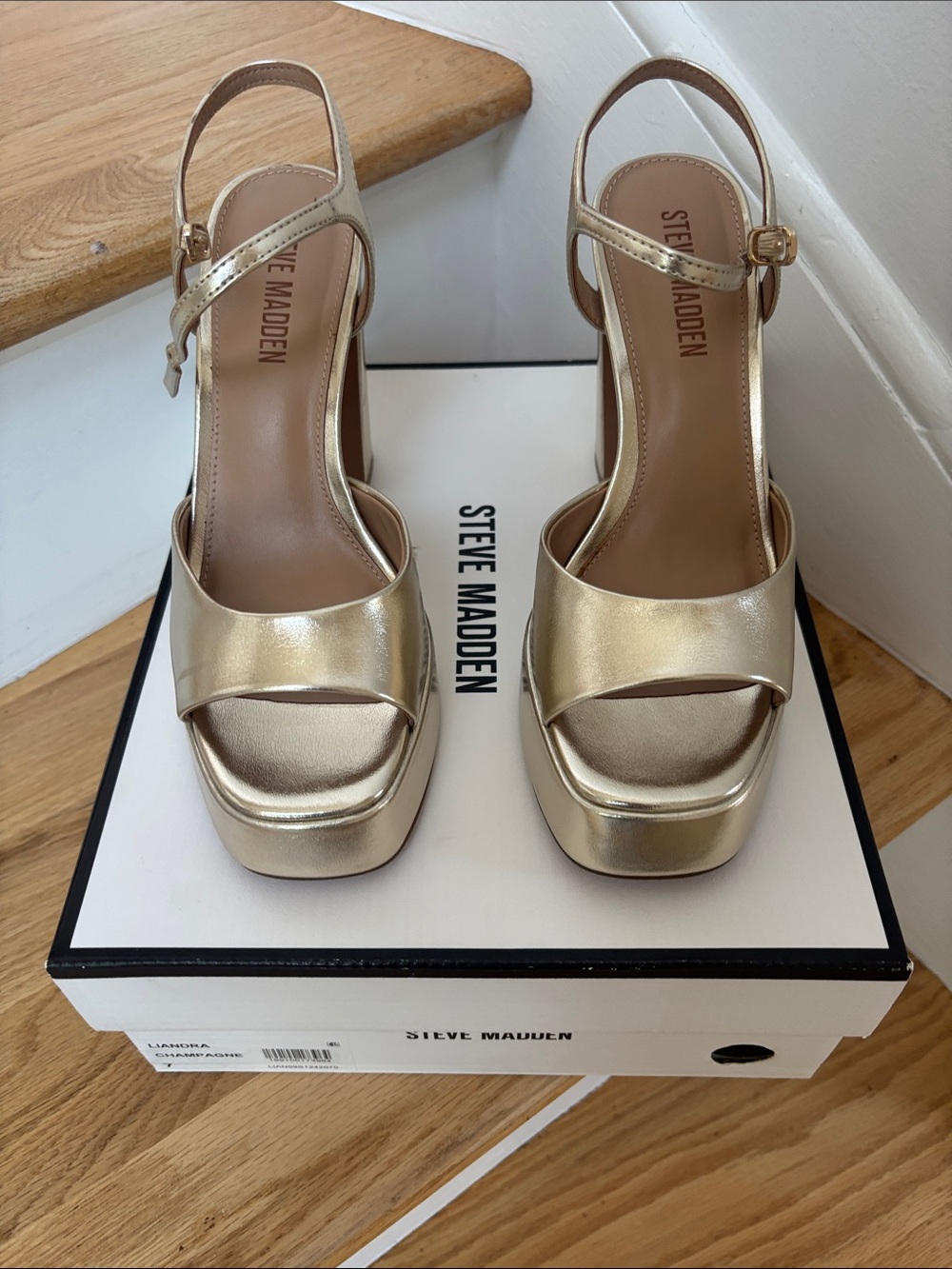 Steve Madden Metallic Gold Platform Slingback Sandals